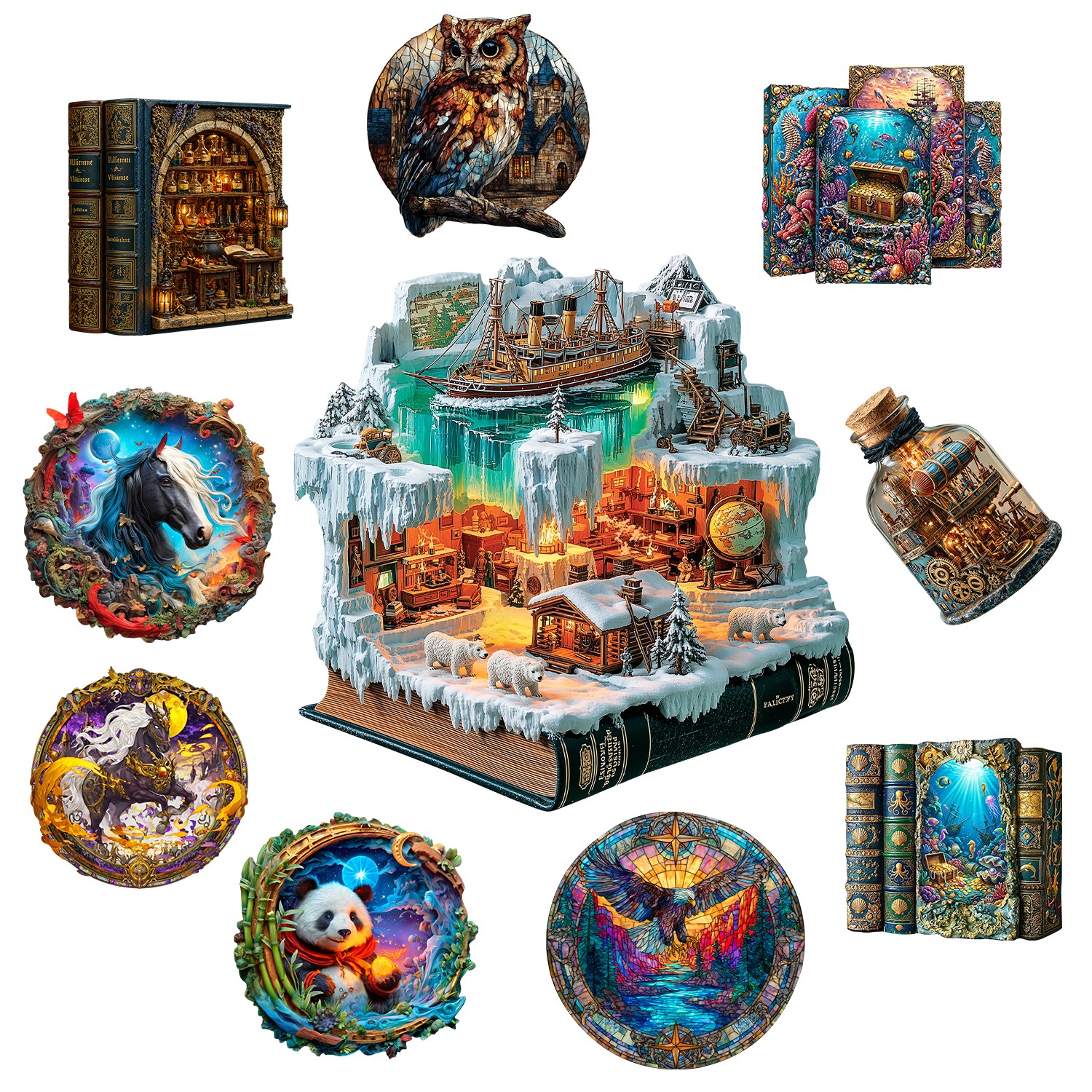 Puzzle Map World - Miniature World Theme Wooden Jigsaw Puzzle