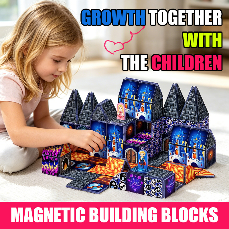 Kids Education Music - Magnetic Cube Building Blocks Castle DIY