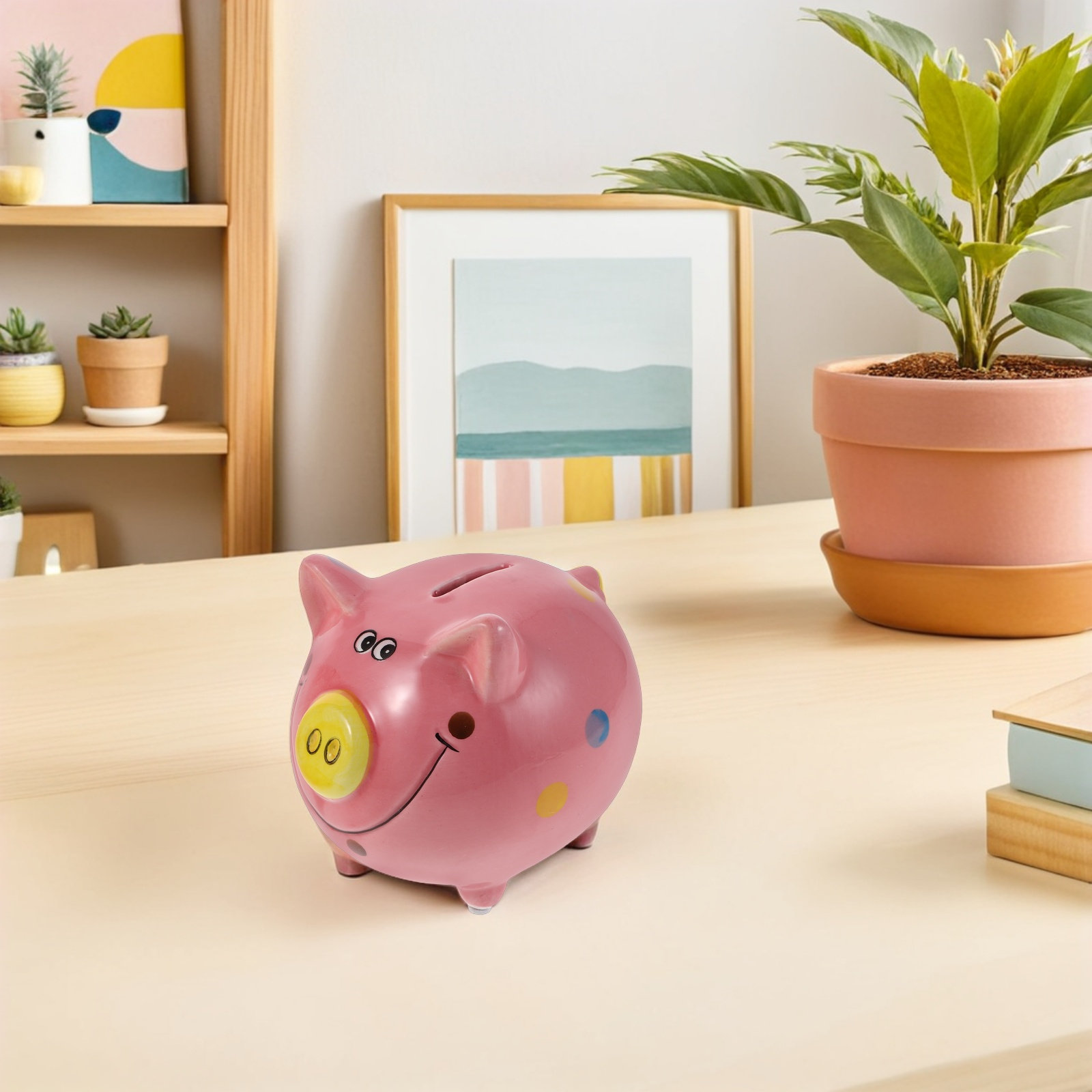 2Pcs Vibrant Pig Design Cerami - Kids Education Savings avaliação e preço