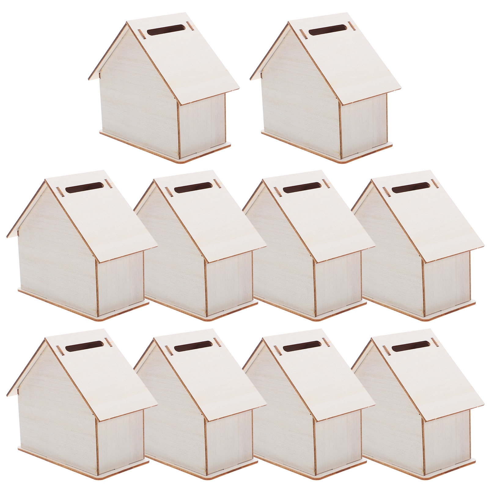10Pcs Wooden DIY Cabin Coin Ba - Kids Education Savings avaliação e preço