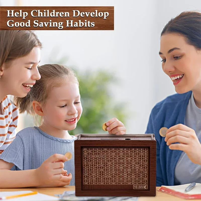 Saving Goal Wooden Money Bank  - Kids Education Savings avaliação e preço