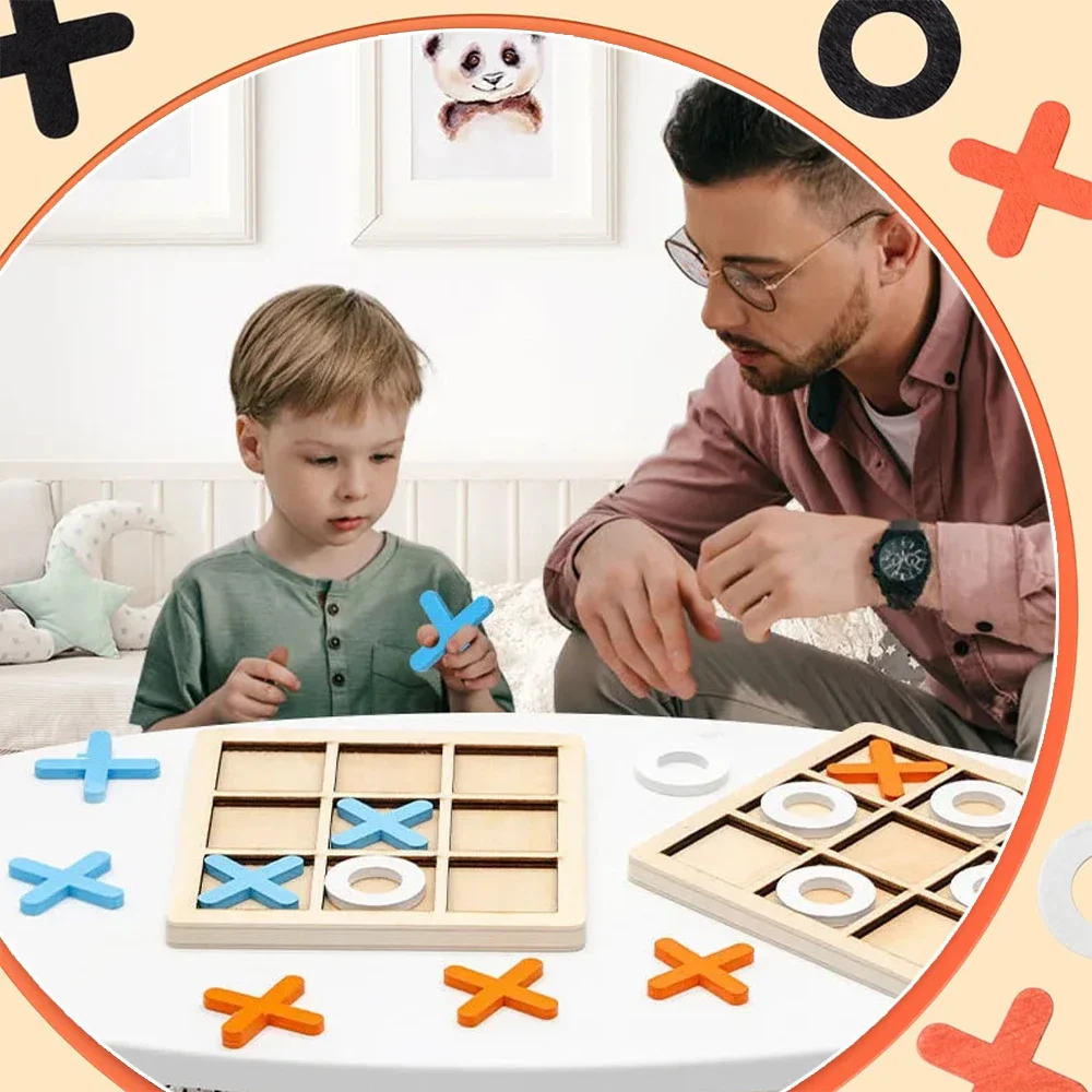 Wooden XO Tic Tac Toe Game Min - Kids Educational Game 3 avaliação e preço