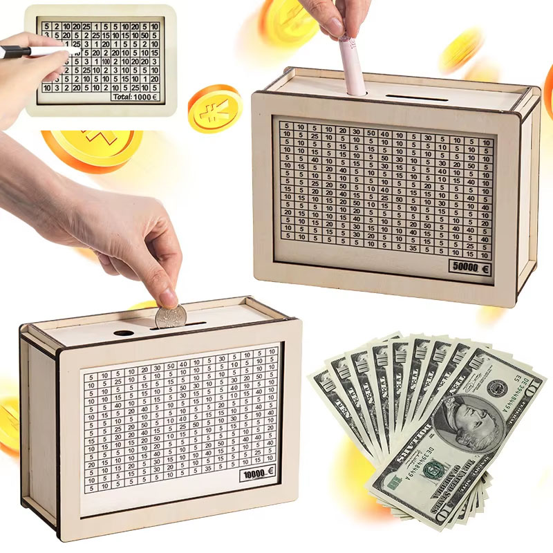 1-4PCS  Wooden Money Savings J - Kids Education Savings avaliação e preço
