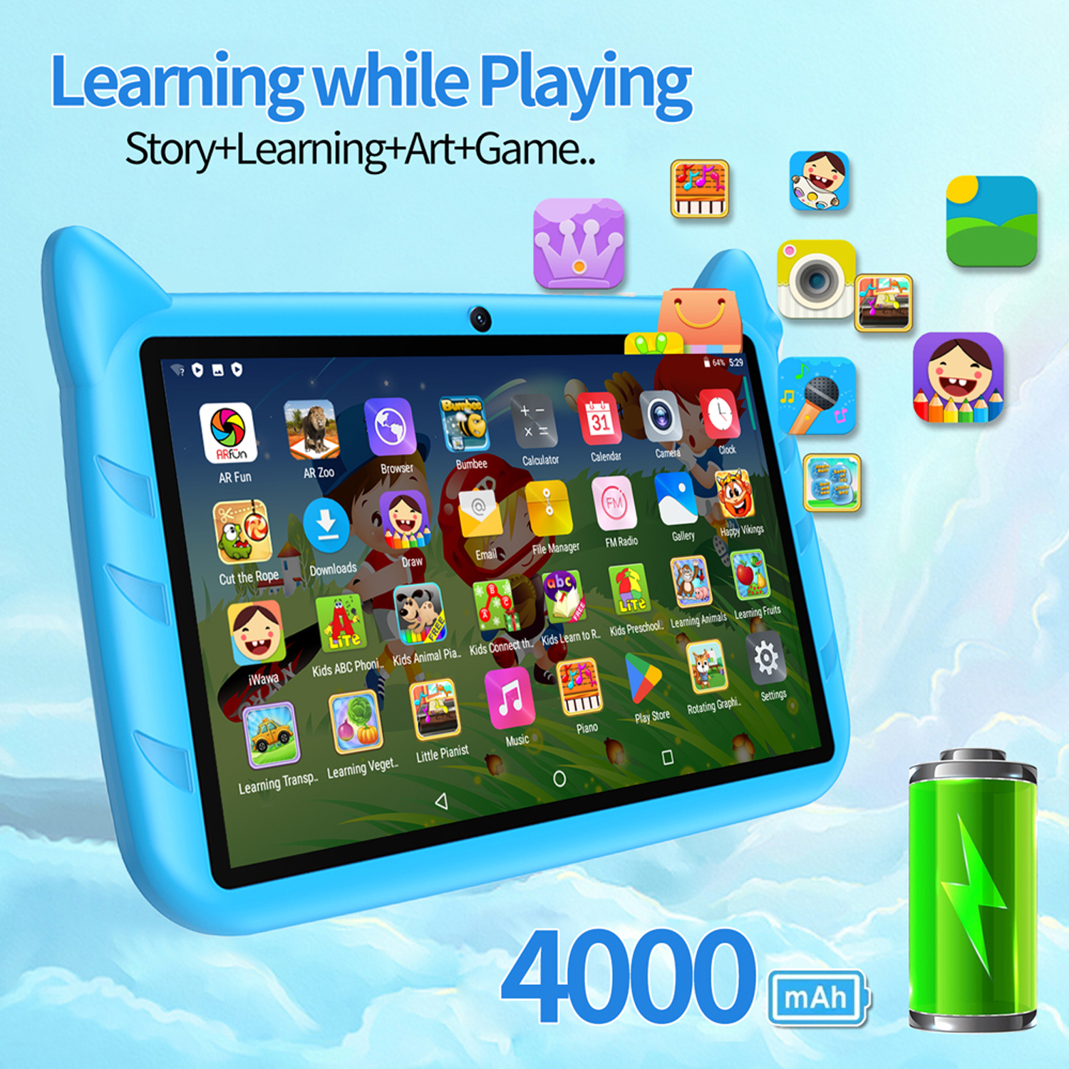 New 7 Inch 5G WiFi Kids Tablet - Kids Education Tablet avaliação e preço
