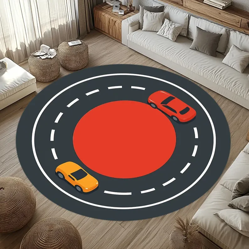 Kids Race Track Rug Round Toy  - Kids Education Room avaliação e preço