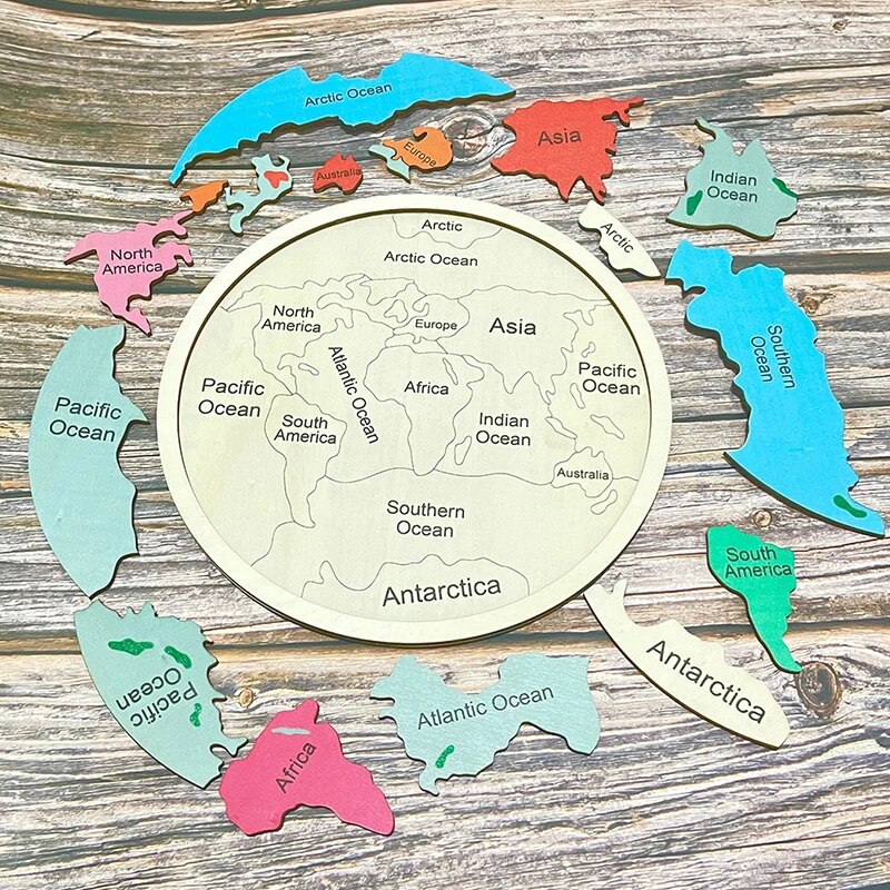Wooden Colored World Map Puzzl - Puzzle Map World avaliação e preço