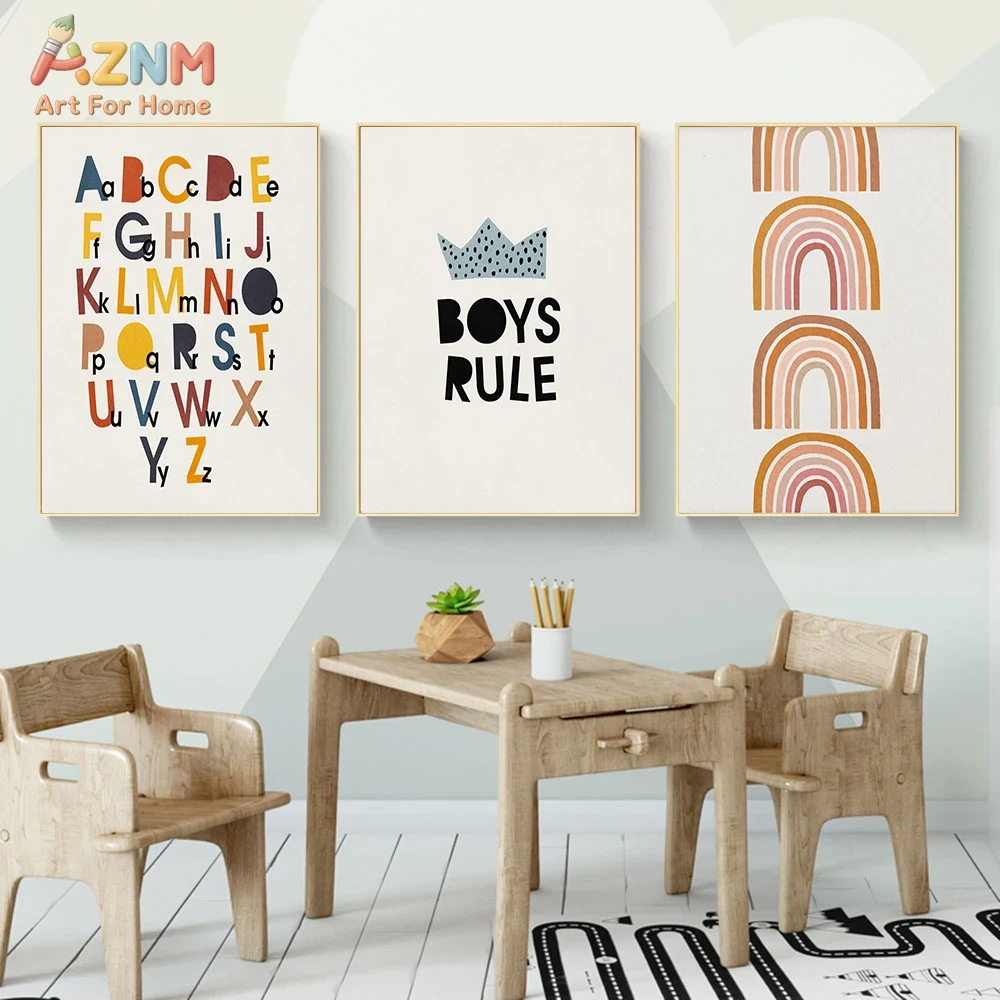 Rainbow Alphabet Poster Educat - Kids Education Room avaliação e preço
