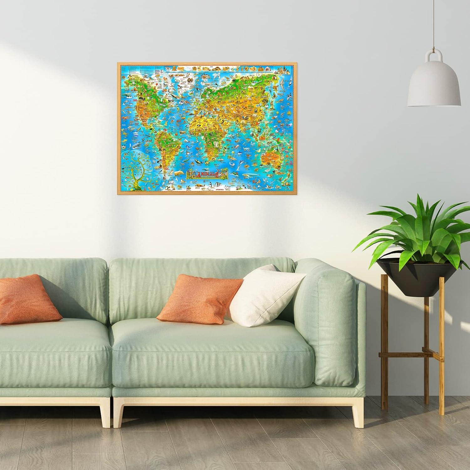 150/300/500/1000 Pieces Jigsaw - Puzzle Map World avaliação e preço
