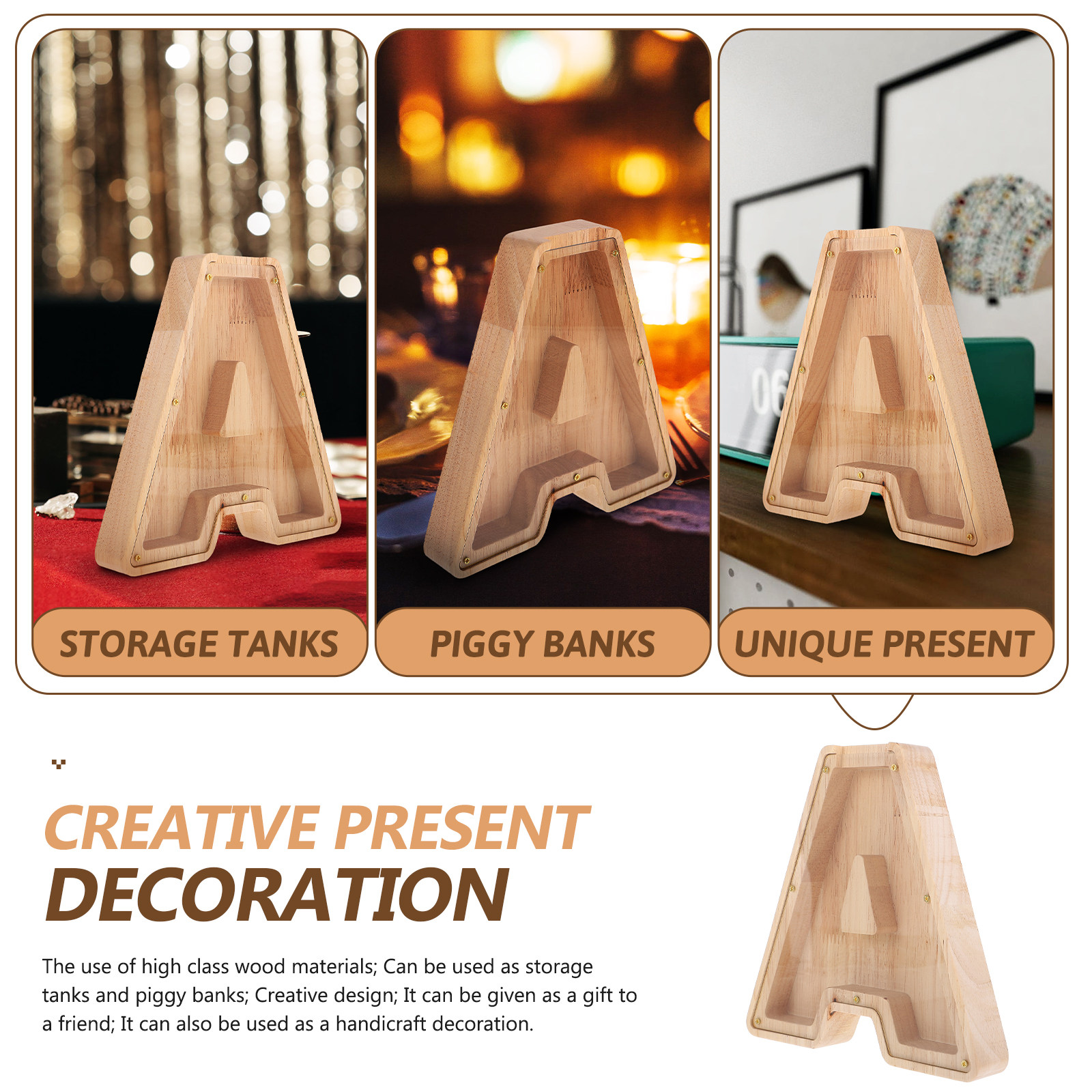 Alphabet Shaped Wooden Money B - Kids Education Savings avaliação e preço