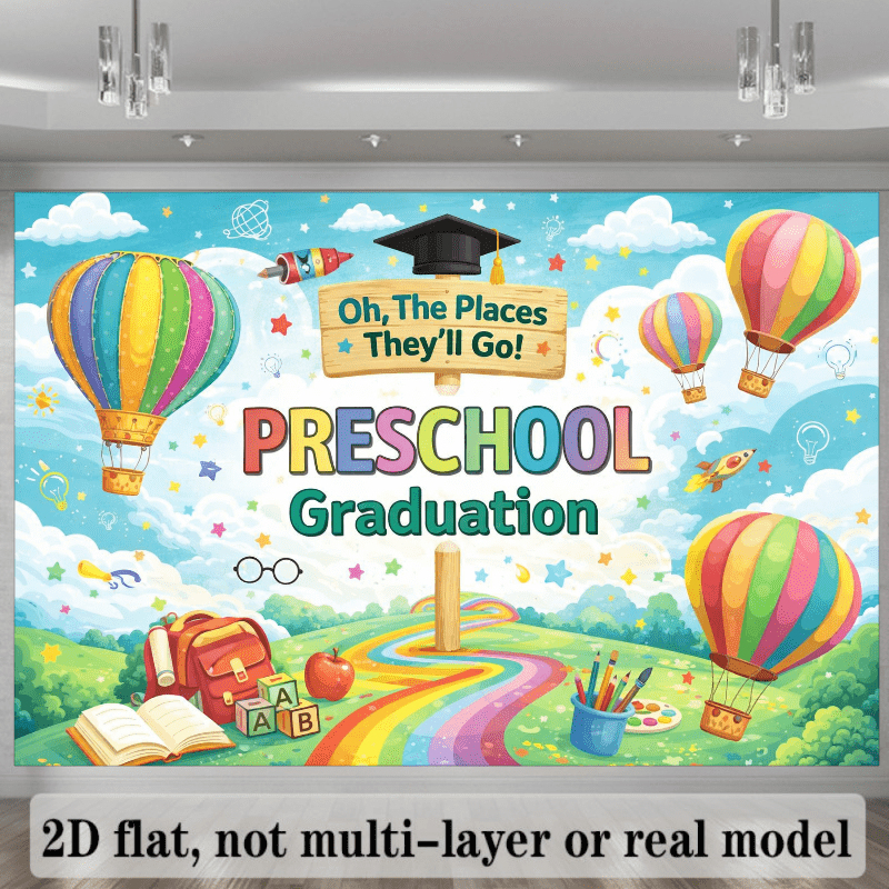 Preschool Graduation Backdrop  - Kids Education Banner avaliação e preço