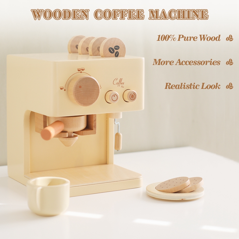 Baby Wooden Coffee Maker Toys  - Kids Education Music avaliação e preço