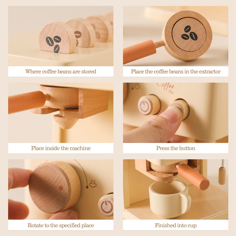 Baby Wooden Coffee Maker Toys  - Kids Education Music avaliação e preço