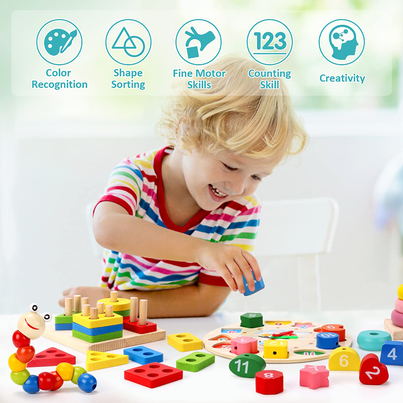 5-6pcs/set Montessori Wooden T - Kids Educational Game 3 avaliação e preço