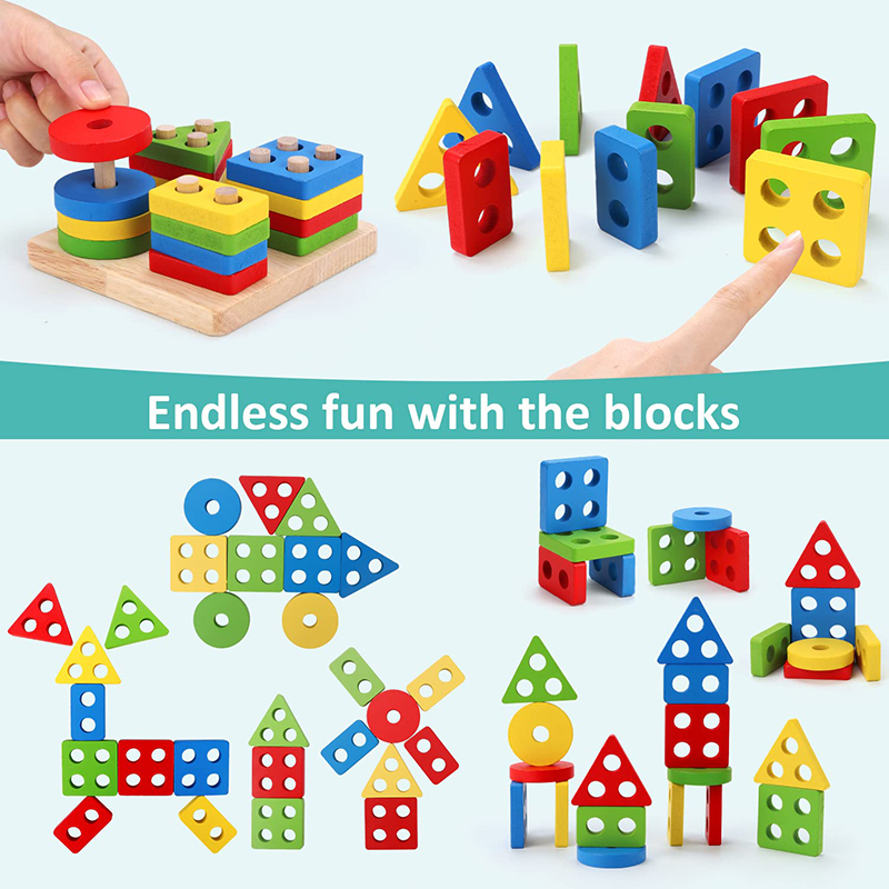 5-6pcs/set Montessori Wooden T - Kids Educational Game 3 avaliação e preço