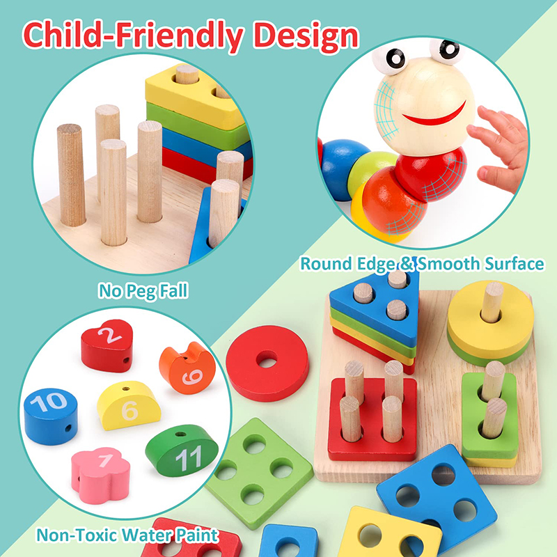 5-6pcs/set Montessori Wooden T - Kids Educational Game 3 avaliação e preço