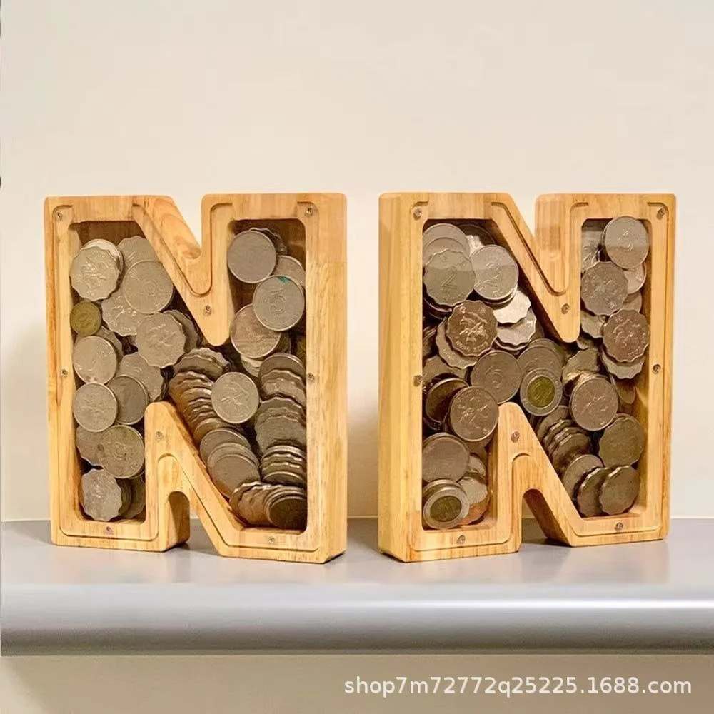 Wooden 26 Letter Alphabet Coin - Kids Education Savings avaliação e preço