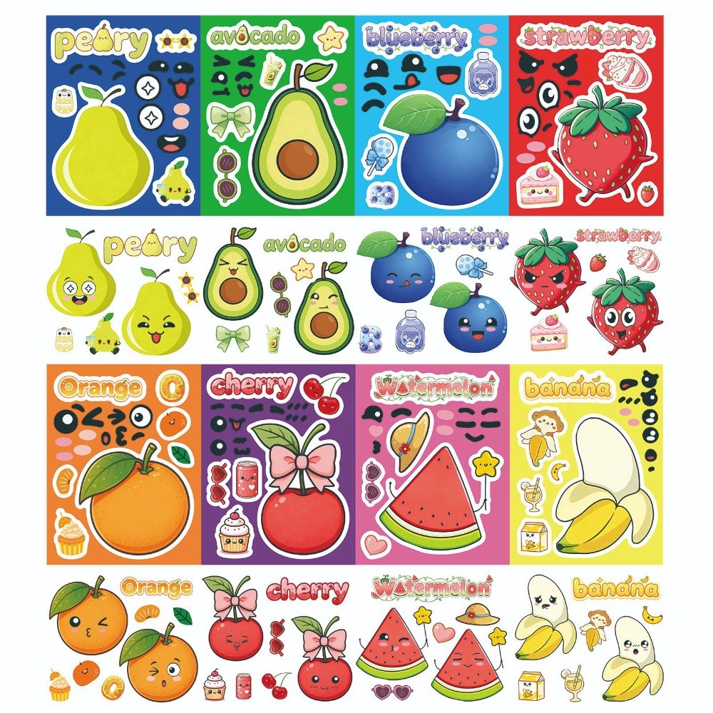 8 Sheets Make Face Cute Cartoo - Kids Education Store avaliação e preço