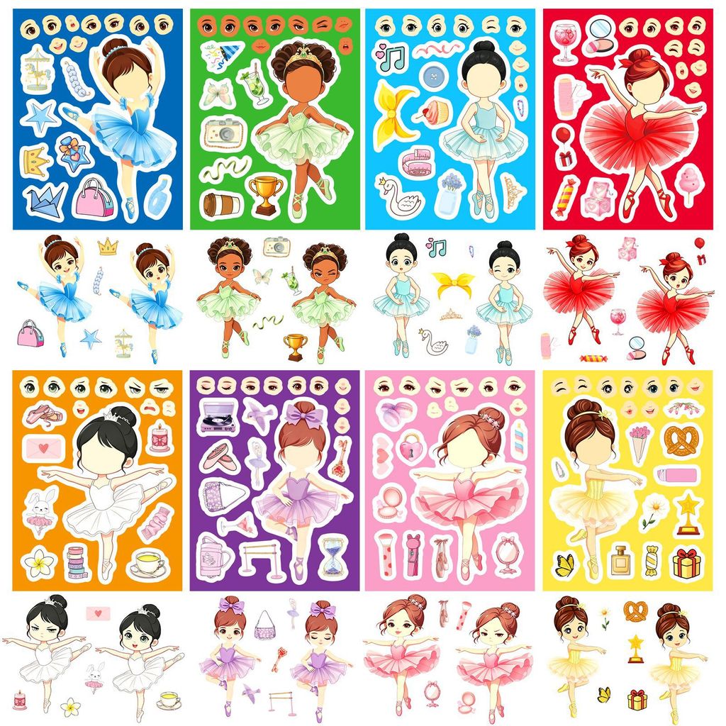 8Sheets Ballet Girl Make Face  - Kids Education Store avaliação e preço