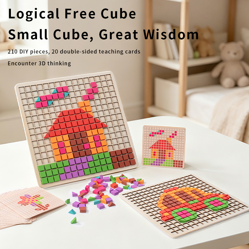 Wooden Logical Cube Puzzle - M - Kids Educational Game 3 avaliação e preço