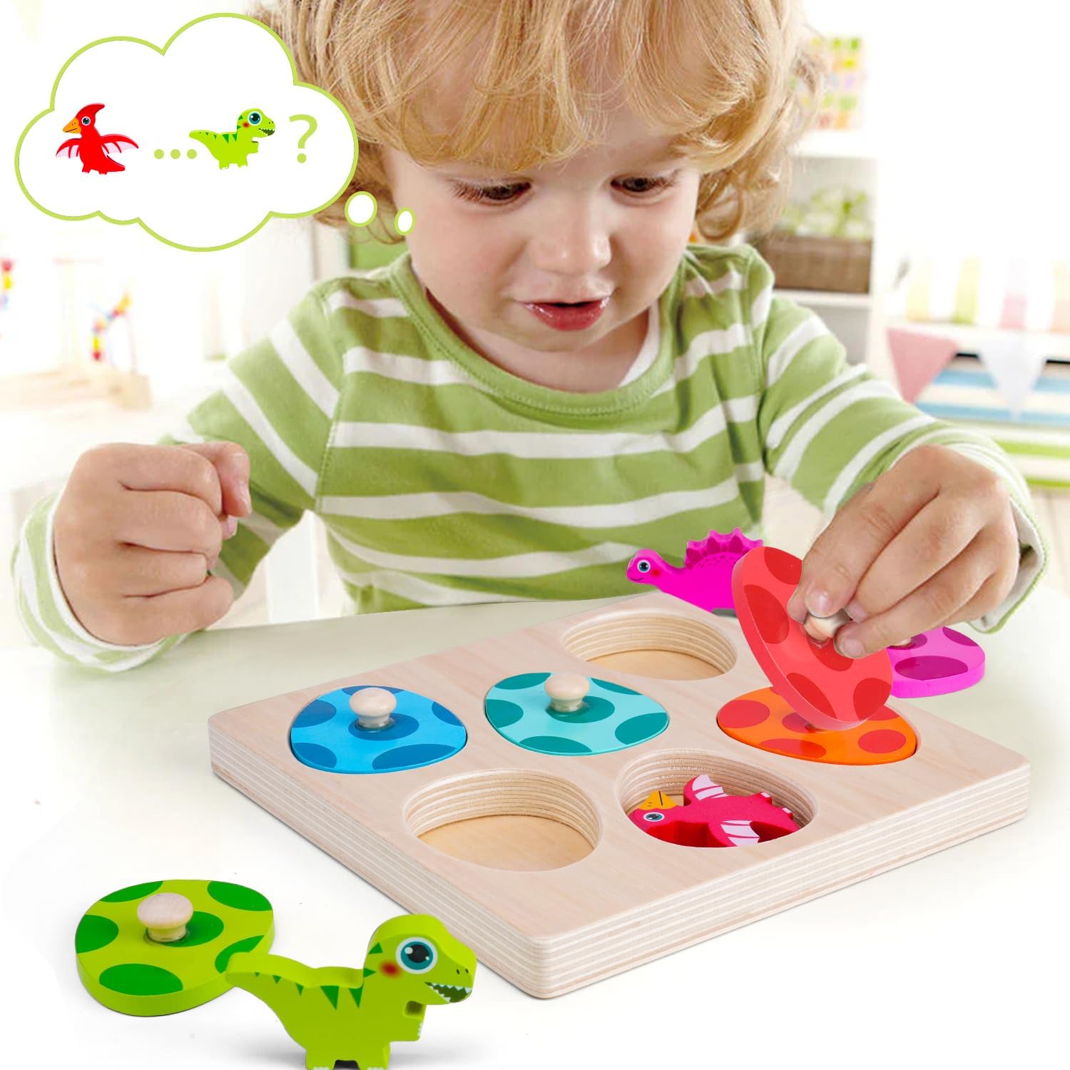 Wooden Dinosaur Jigsaw Puzzle  - Kids Educational Game 3 avaliação e preço